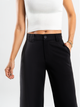 Ref: 069958 Pantalón palazzo, sin prenses, tono negro, tejido plano liviano, tiro alto
