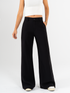Ref: 069958 Pantalón palazzo, sin prenses, tono negro, tejido plano liviano, tiro alto