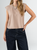 Ref: 0610397 T-shirt manga sisa, fondo entero, cuello en rib, tono camel