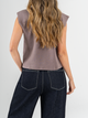 Ref: 0610396  T-shirt manga sisa, fondo entero, cuello en rib, tono taupe