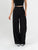 Ref: 069739 Pantalón palazzo, prenses, tono negro, tejido plano liviano, tiro alto