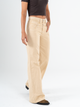 Ref: 069845 Pantalón mom flare, rígido, tiro alto, tono caqui con desgaste, detalle en pretina