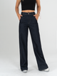 Ref: 064930 Jean Mom Flare, rígido, cortes en pierna, tiro alto, tono azul oscuro