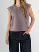 Ref: 0610396  T-shirt manga sisa, fondo entero, cuello en rib, tono taupe