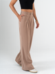 Ref: 069919 Pantalón palazo, con prenses, tejido plano liviano, tiro alto, tono café