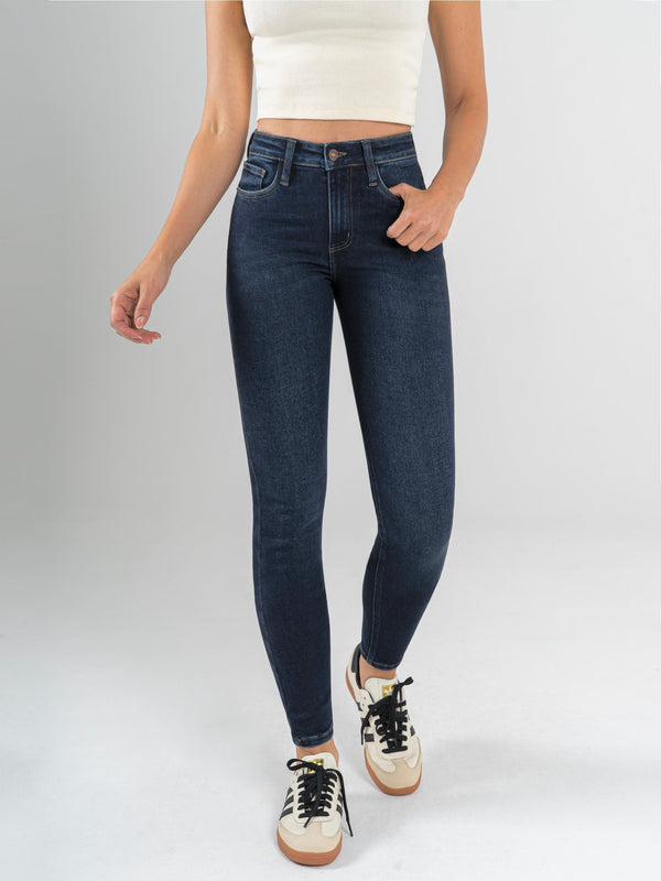 Ref: 065788 Jean Skinny stretch, tiro alto, tono azul medio