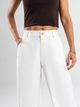 Ref: 069872 Pantalón palazzo, prenses, tono ivory, tejido plano liviano, tiro alto