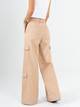 Ref: 069910 Pantalón palazzo cargo liviano, tono caqui, silueta amplia, tiro alto