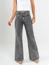 Ref: 065675 Jean mom flare, rígido, tiro alto, tono gris medio