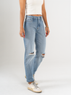 Ref: 065855 Jean Mom fit, rígido, tiro alto, tono azul medio claro con rotos