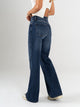 Ref: 065754 Jean mom Flare, rígido, tiro medio, tono azul oscuro