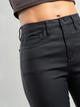 Ref: 065663 Pantalón flare stretch, bota ancha, efecto cuero, tiro alto, tono negro