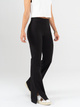 Ref: 0610354 Pantalón flare stretch, tipo legging, tiro alto, tono negro, detalle abertura al costado
