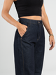 Ref: 064930 Jean Mom Flare, rígido, cortes en pierna, tiro alto, tono azul oscuro