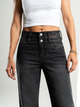 Ref: 065759 Jean palazzo, rígido, tiro alto, detalle en pretina, tono gris oscuro