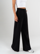Ref: 069871 Pantalón palazzo, prenses, tono negro, tejido plano liviano, tiro alto