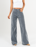 Ref: 065858 Jean mom flare, confort, denim velvet, acabado terciopelo, tiro alto, tono gris