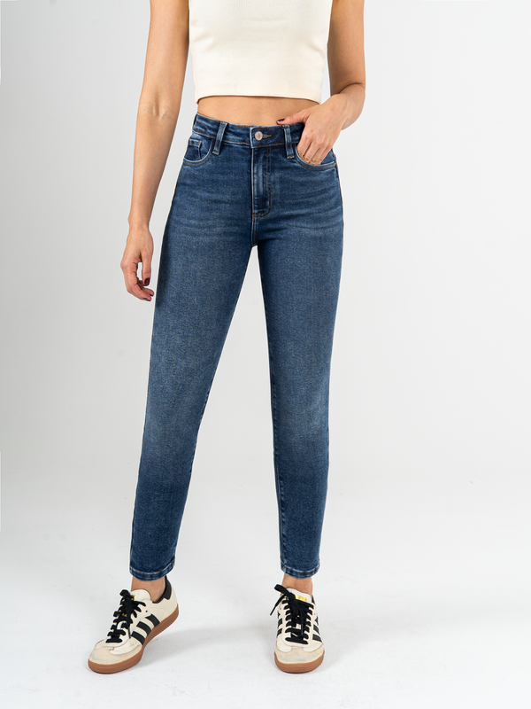 Ref: 065990 Jean Skinny stretch, tiro alto, tono azul medio