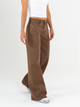 Ref: 069849 Pantalón wide leg, tiro medio, rígido, tono moca