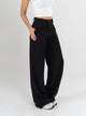 Ref: 069493 Pantalón mom flare palazzo, sin prense, tono negro, tejido plano liviano, tiro alto