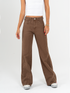 Ref: 069849 Pantalón wide leg, tiro medio, rígido, tono moca