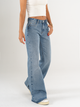 Ref: 065864 Jean mom Flare, rígido, tiro medio, tono azul medio