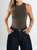 Ref: 0610477 Body stretch, manga sisa, cuello redondo, tono verde