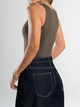Ref: 0610477 Body stretch, manga sisa, cuello redondo, tono verde