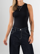 Ref: 0610443 Body stretch, manga sisa, cuello redondo, tono negro