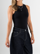 Ref: 0610443 Body stretch, manga sisa, cuello redondo, tono negro
