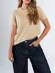 Ref: 0610469 T-shirt asimétrica, fondo entero, cuello en rib, tono beige