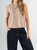 Ref: 0610397 T-shirt manga sisa, fondo entero, cuello en rib, tono camel