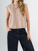 Ref: 0610397 T-shirt manga sisa, fondo entero, cuello en rib, tono camel