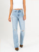 Ref: 065891 Jean straight leg, rígido, tiro alto, tono azul claro con rotos