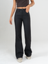 Ref: 065663 Pantalón flare stretch, bota ancha, efecto cuero, tiro alto, tono negro