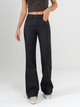 Ref: 065663 Pantalón flare stretch, bota ancha, efecto cuero, tiro alto, tono negro
