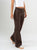 Ref: 069776 Pantalón mom flare, rígido, tiro alto, tono cafe, detalle en pretina