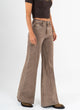 Ref: 065846 Jean palazzo, stretch, con cortes, tiro alto, tono cafe