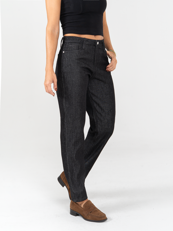 Ref: 066106 Jean Mom fit, rígido, tiro alto, tono gris oscuro