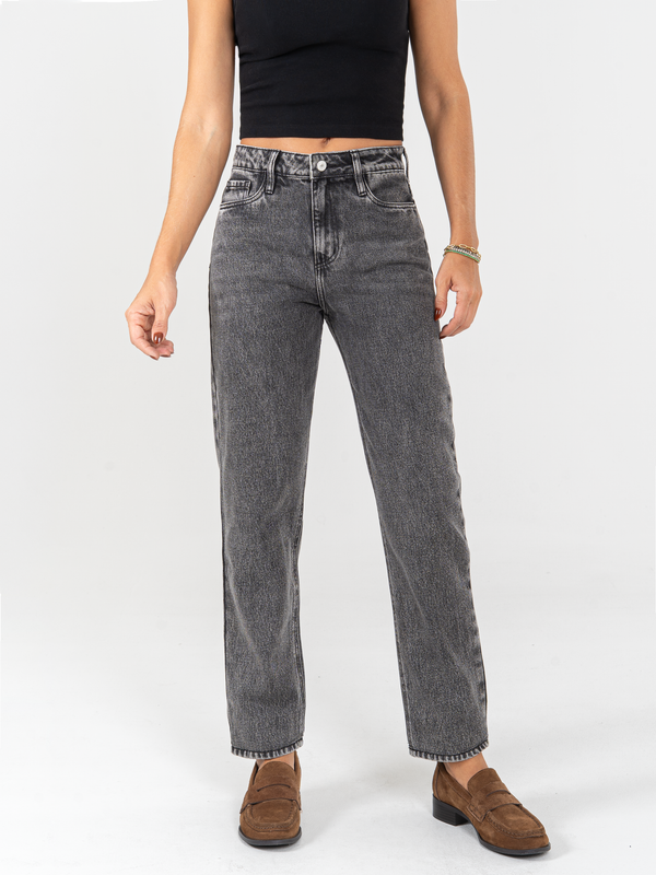Ref: 066107 Jean Mom fit, rígido, tiro alto, tono gris medio