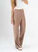 Ref: 069808 Pantalón mom flare, sobrepuesto delantero, tejido plano liviano, tiro alto, tono café