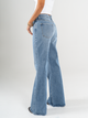 Ref: 065783 Jean palazzo, rígido, detalle en bolsillo, tiro alto, tono azul medio