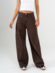 Ref: 069737 Pantalón wide leg, rígido,  tiro alto, diseño cinco bolsillos, tono cafe