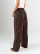 Ref: 069737 Pantalón wide leg, rígido,  tiro alto, diseño cinco bolsillos, tono cafe