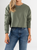 Ref: 0610431 Buzo oversize, manga larga, con cortes, cuello redondo en rib, tono verde