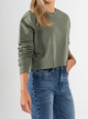 Ref: 0610431 Buzo oversize, manga larga, con cortes, cuello redondo en rib, tono verde