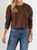 Ref: 0610430 Buzo oversize, manga larga, con cortes, cuello redondo en rib, tono cafe