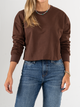 Ref: 0610430 Buzo oversize, manga larga, con cortes, cuello redondo en rib, tono cafe