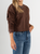 Ref: 0610430 Buzo oversize, manga larga, con cortes, cuello redondo en rib, tono cafe
