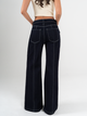 Ref: 065773 Jean palazzo, stretch, bolsillos delanteros, tiro alto, tono azul oscuro